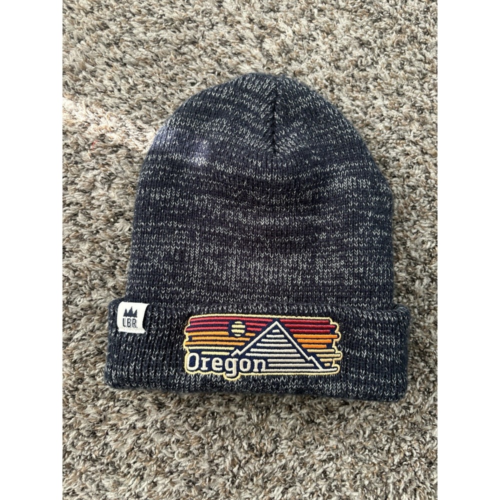 Little Bay Root OREGON Logo Beanie Hat Heathered Blue OSFM